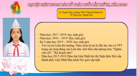 Thiếu nhi Thanh Hóa tiêu biểu tham dự Đại hội Cháu ngoan Bác Hồ toàn quốc lần thứ IX, năm 2020