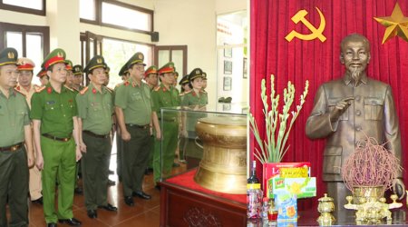 Công an tỉnh Thanh Hóa dâng hương tưởng niệm Chủ tịch Hồ Chí Minh và tượng đài nữ Anh hùng liệt sỹ CAND Nguyễn Thị Lợi